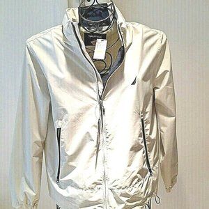 Nautica Sailing White Classic Windbreaker Jacket Hood Men-SMALL-NWT